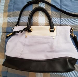 Tignanello light and dark blue leather satchel